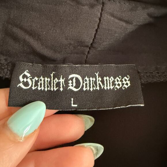 SCARLET DARKNESS | Black Victorian Style Steampunk Button down Blouse | Large - Picture 3 of 5